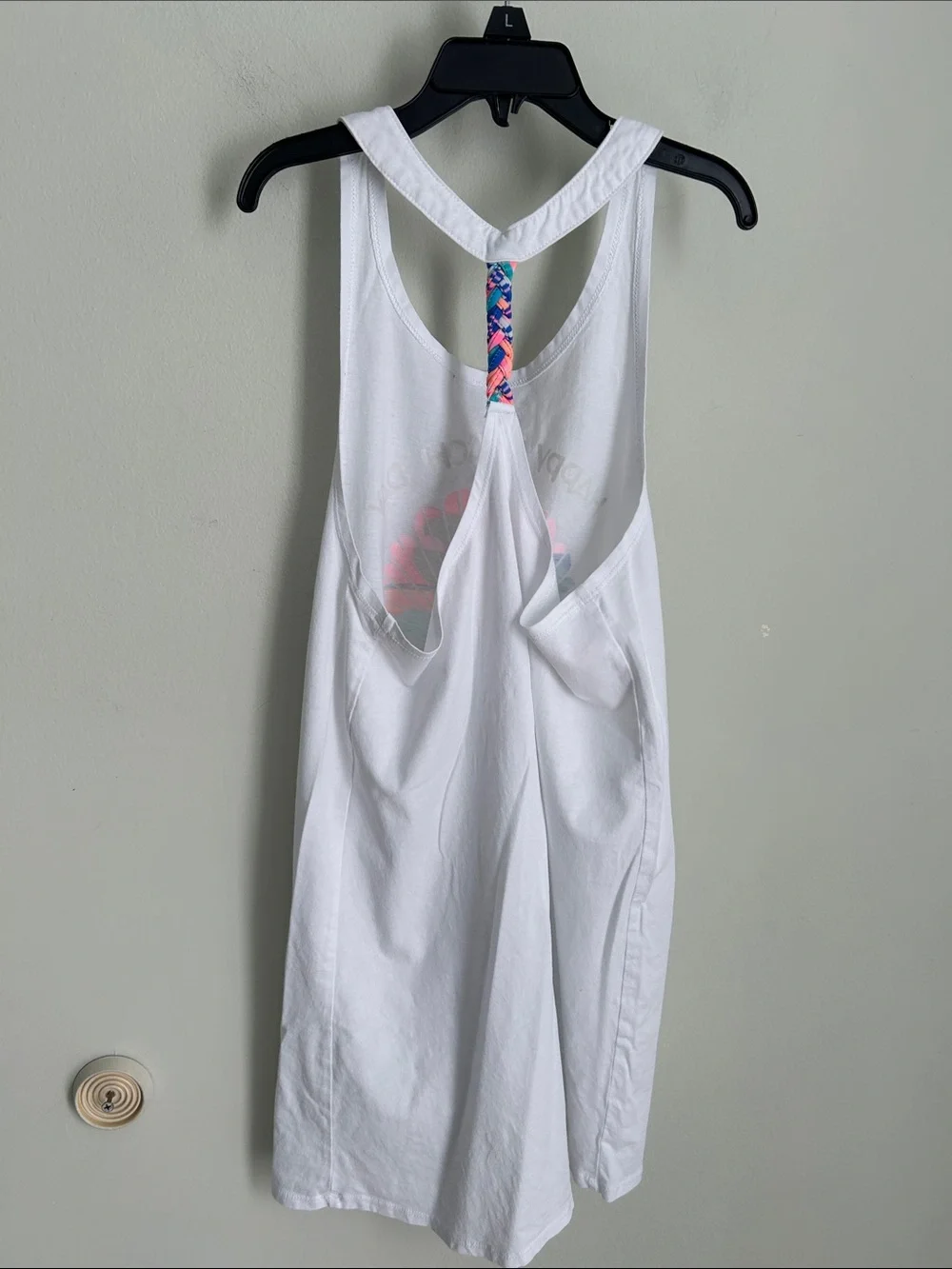 Cat & Jack White Girls Tank Dress with Pink Blue Shell Graphic
